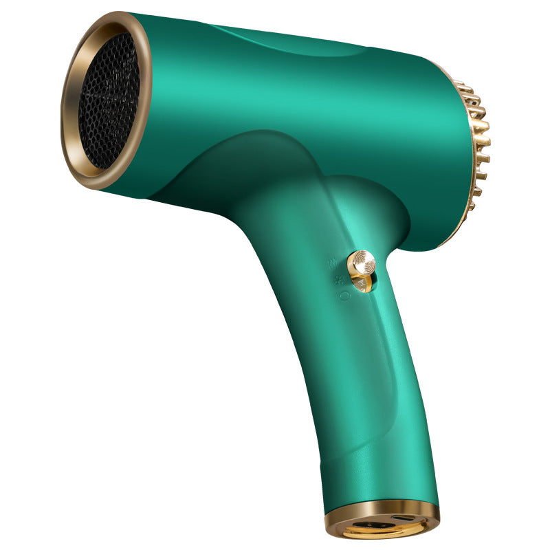 Green Ultra-Lightweight Ionic Cordless Hair Dryer, USB Rechargeable Portable Blow Dryer with Cool Air for Travel &amp; Home