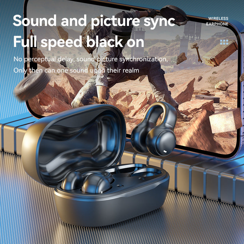 White Open-Ear Ear-Clip Wireless Earbuds, Bluetooth 5.3 Headphones with LED Digital Display, Hi-Fi Stereo Sound & HD Mic for Sports and Calls
