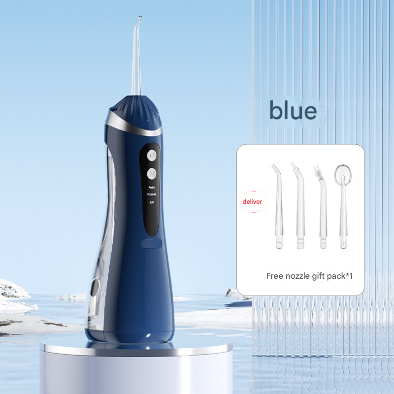 Blue Cordless Water Flosser &amp; Oral Irrigator - Portable Teeth Cleaner with 3 Modes &amp; 4 Jet Tips