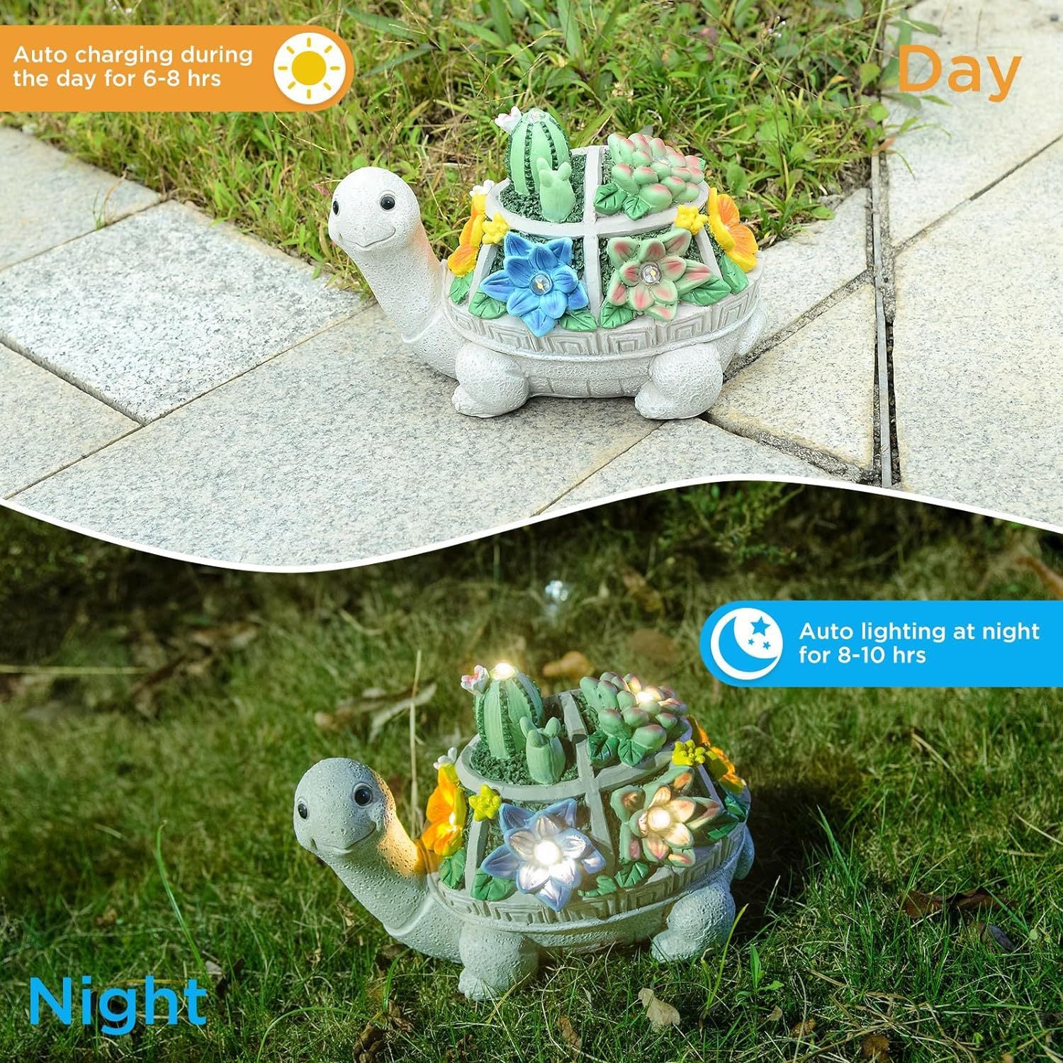 Rabbit and Butterfly Charming Solar-Powered Animal Garden Statue - Waterproof Resin Figurine with Glowing LED Accents