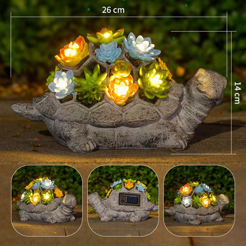 Big turtle Charming Solar-Powered Animal Garden Statue - Waterproof Resin Figurine with Glowing LED Accents