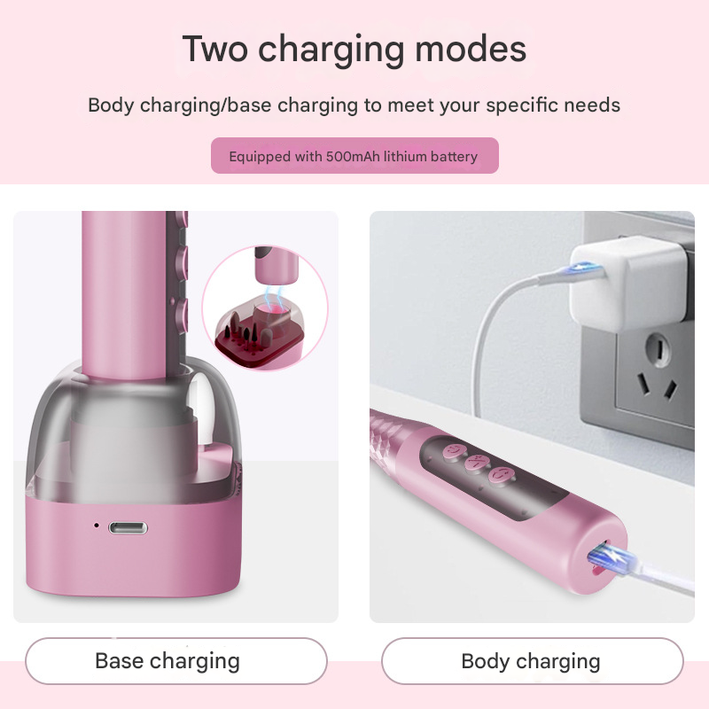 Pink Professional Electric Nail Drill Kit - 6-Speed 18000RPM Rechargeable Manicure & Pedicure File for Polishing, Grinding & Gel Removal