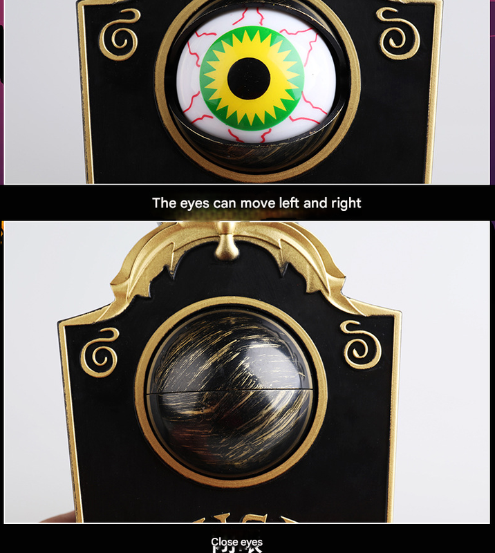 2-Piece Black Halloween Animated Eyeball Doorbell - Spooky Light-Up Prop with Scary Sounds for Party & Door Decoration