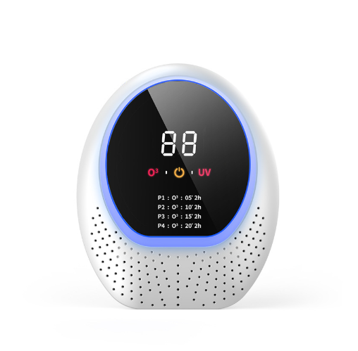White Rechargeable Ozone &amp; UV-C Air Purifier with Remote - Portable Odor Eliminator for Home, Pets &amp; Closets