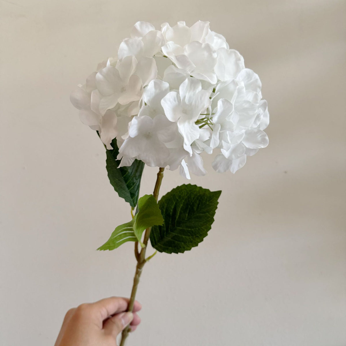 5-Piece White Premium Lifelike Hydrangea Artificial Flowers- 60cm Long Stem Faux Floral Bouquet for Home, Wedding &amp; Vase Decor