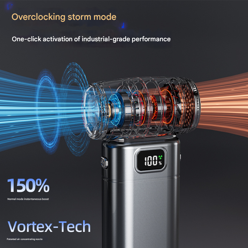 Pink Portable High-Speed Turbo Fan & Air Duster - 130,000 RPM Brushless Motor, Rechargeable Blower