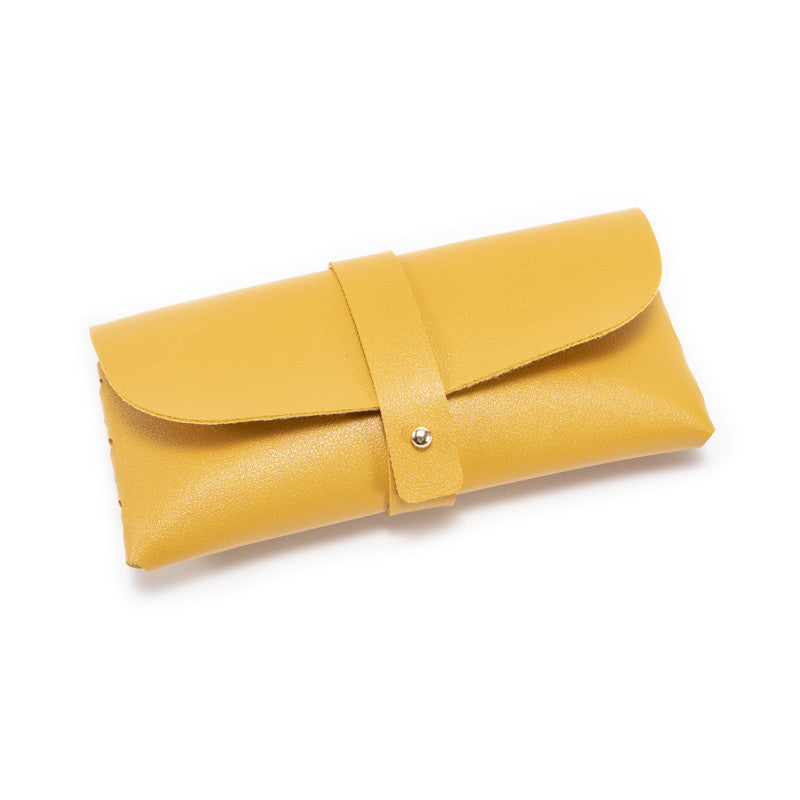 3-Piece Yellow Chic & Sleek PU Leather Soft Eyeglass Case - Protective Pouch for Sunglasses & Reading Glasses