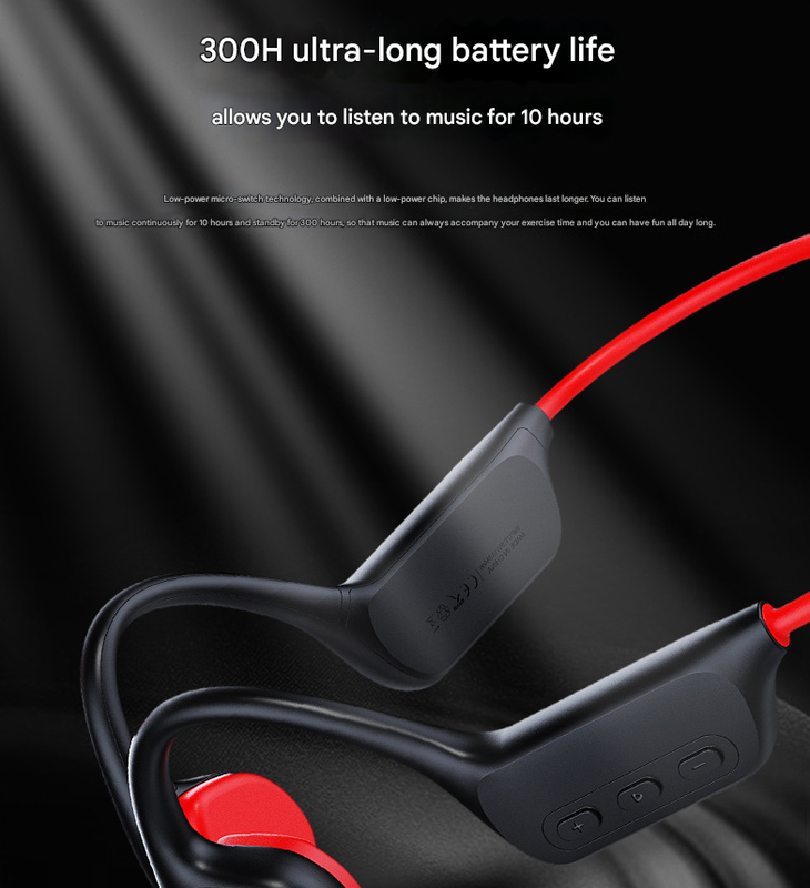 Black and red IPX8 Waterproof Swimming Headphones - Bone Conduction with 32GB MP3 Player
