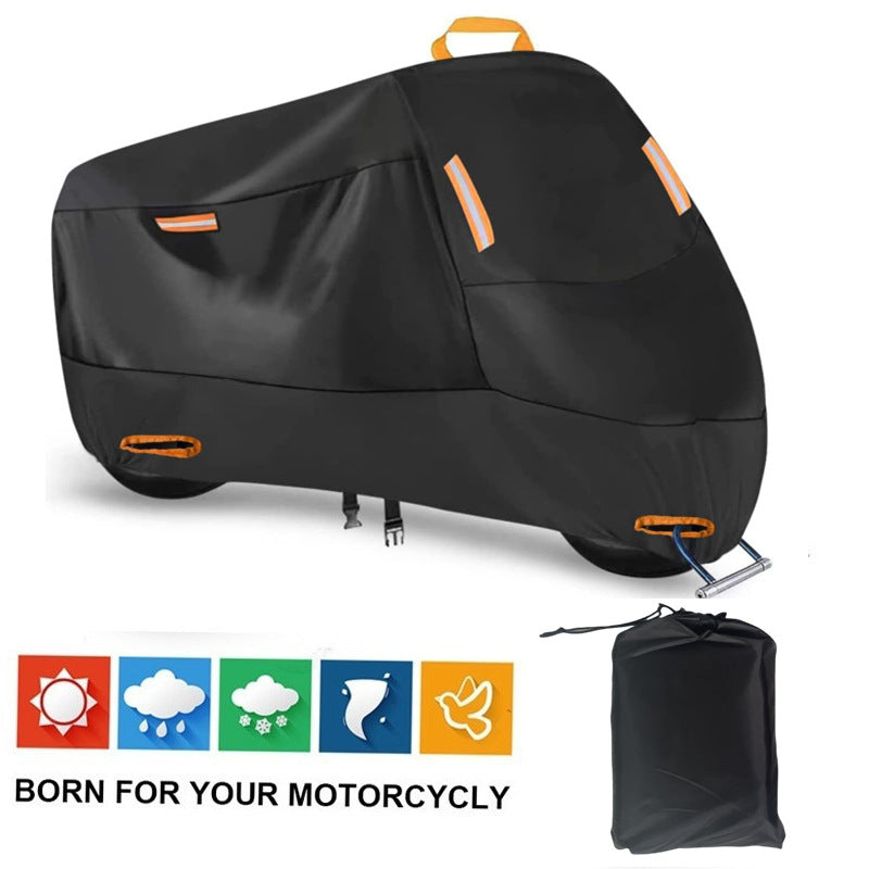 Heavy Duty 212D Waterproof Motorcycle Cover - All Season Outdoor Protection with Lock Holes & Windproof Buckles(Size: 2XL)