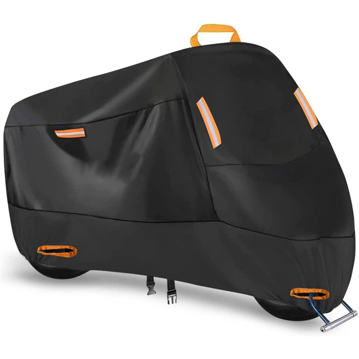Heavy Duty 214D Waterproof Motorcycle Cover - All Season Outdoor Protection with Lock Holes &amp; Windproof Buckles(Size: 4XL)