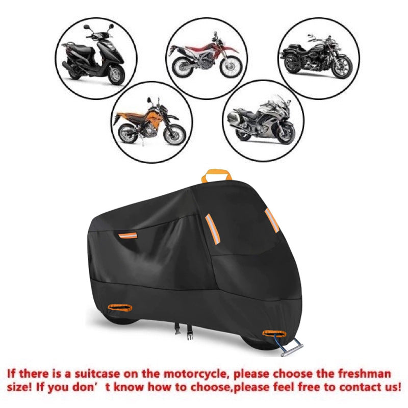 Heavy Duty 210D Waterproof Motorcycle Cover - All Season Outdoor Protection with Lock Holes & Windproof Buckles(Size: L)