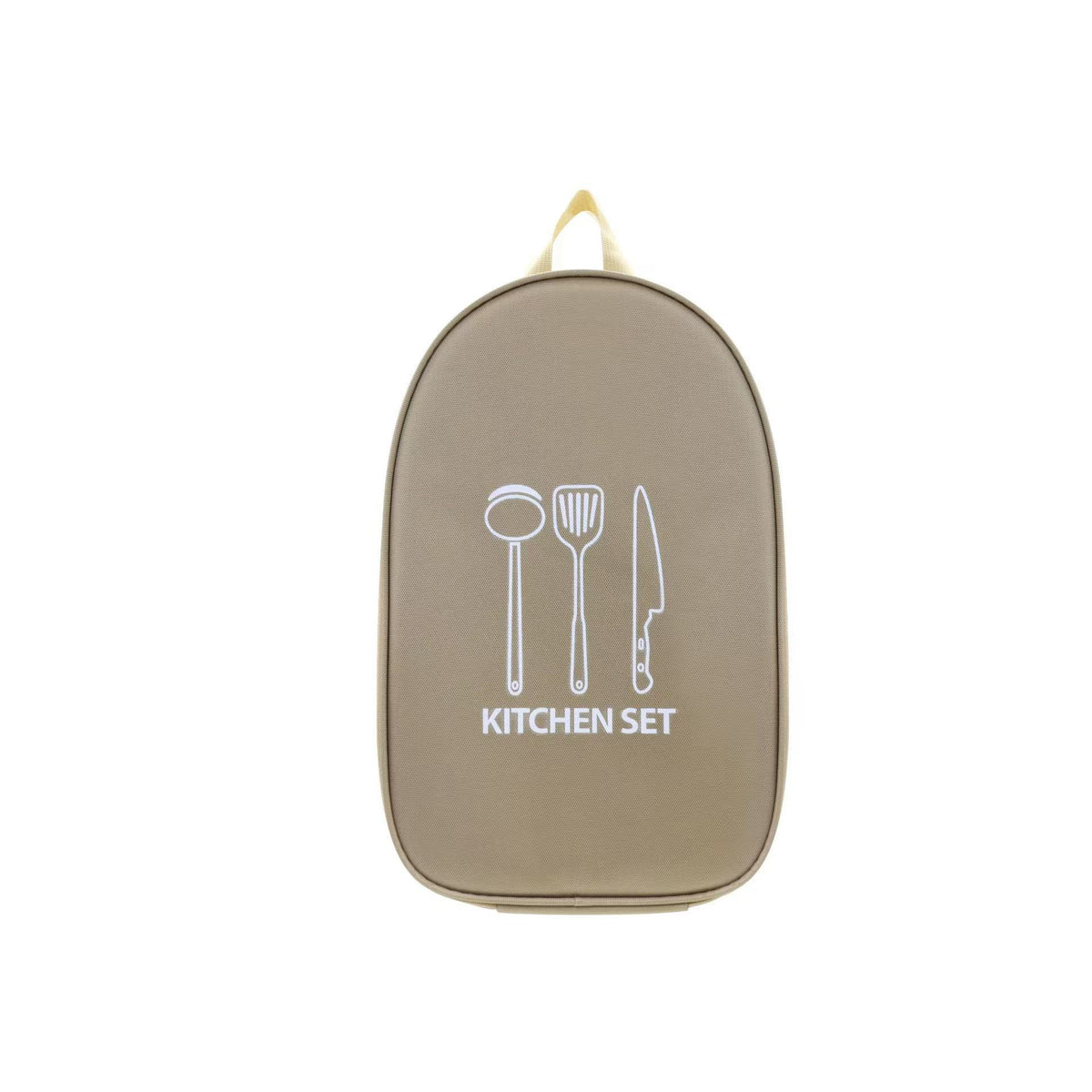 Khaki Portable Camping Kitchen Utensil Organizer - Travel Cookware Storage Bag for BBQ &amp; Picnics