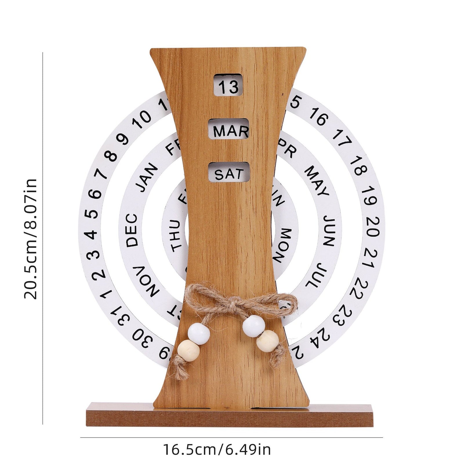 Ferris Wheel model Rustic Wooden Perpetual Calendar - Reusable Rotating Desk & Tabletop Decor