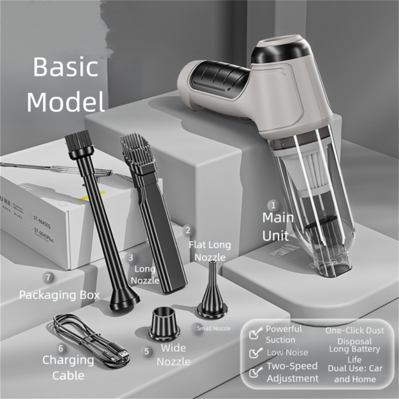 Grayish-white Multi-Functional Cordless Handheld Vacuum Cleaner - Powerful Blower &amp; Inflator for Car and Home