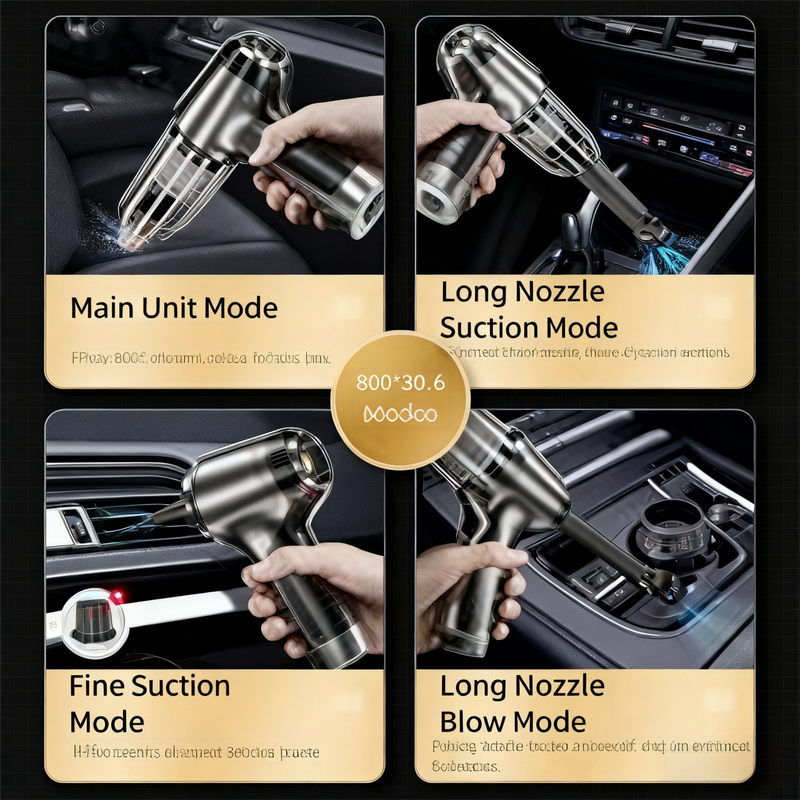 Grayish-white Multi-Functional Cordless Handheld Vacuum Cleaner - Powerful Blower & Inflator for Car and Home