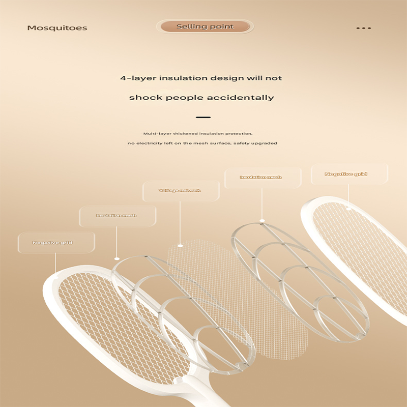 White Rechargeable 2-in-1 Bug Zapper Racket - Electric Fly Swatter & UV Mosquito Lamp with Charging Base