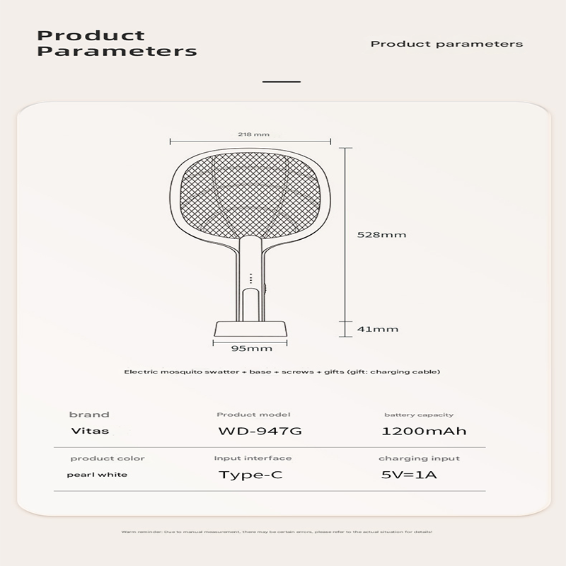 White Rechargeable 2-in-1 Bug Zapper Racket - Electric Fly Swatter & UV Mosquito Lamp with Charging Base