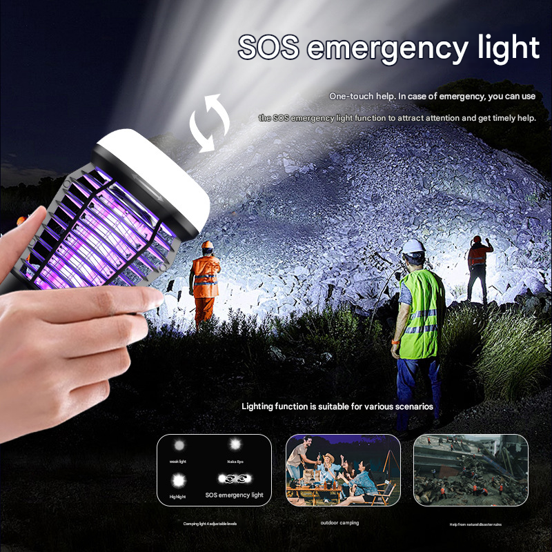 White Rechargeable 3-in-1 Bug Zapper Lantern - Portable UV Mosquito Killer with Camping Light & SOS Mode