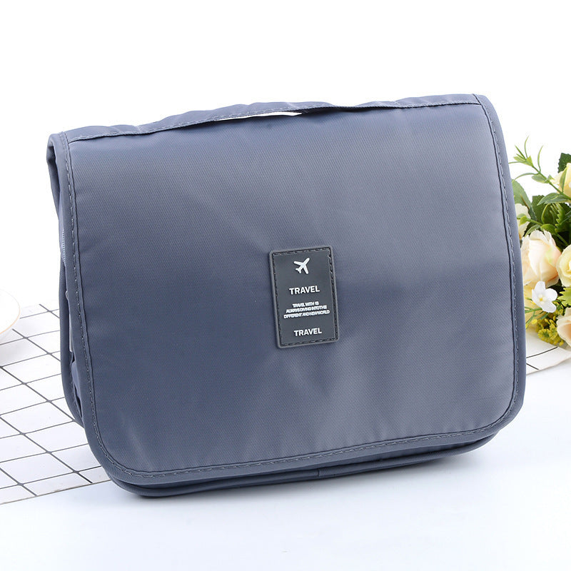 Grey Portable Hanging Travel Toiletry Bag - Large Capacity Cosmetic &amp; Wash Organizer with Sturdy Hook