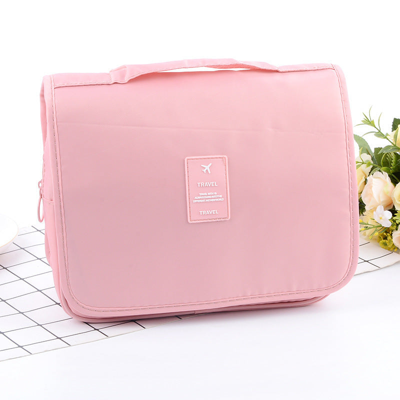Pink Portable Hanging Travel Toiletry Bag - Large Capacity Cosmetic &amp; Wash Organizer with Sturdy Hook