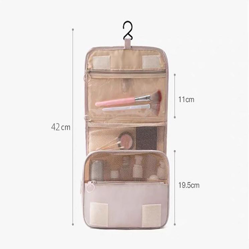 Pink Portable Hanging Travel Toiletry Bag - Large Capacity Cosmetic & Wash Organizer with Sturdy Hook