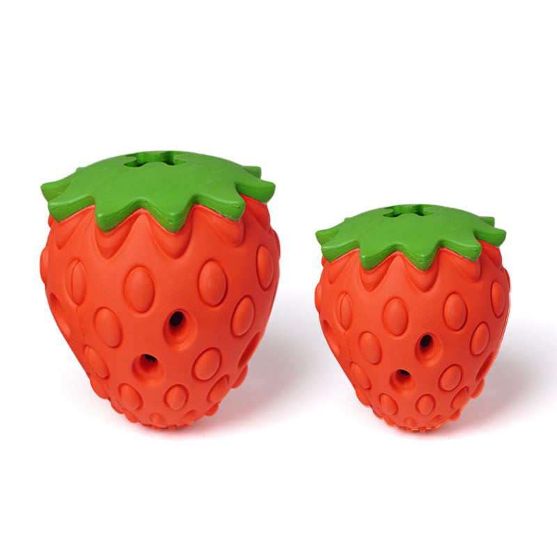 Red Durable Strawberry Treat Dispensing Dog Toy - Interactive Slow Feeder &amp; Dental Chew(Medium size)
