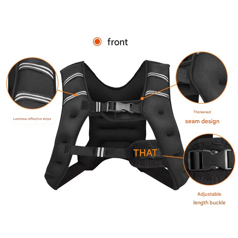 Black Gym Partner Weighted Vest - Adjustable & Reflective for Running, Training & Strength Building(10KG)