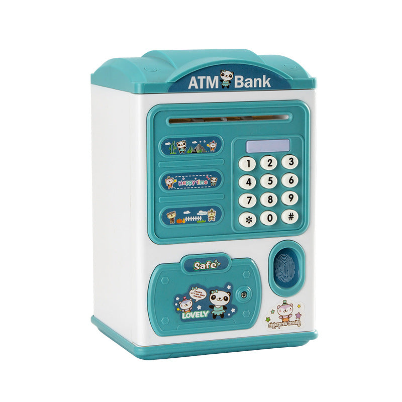 Blue panda Kids Smart ATM Piggy Bank - Automatic Bill Scroll, Password &amp; Fingerprint Unlock with Fun Features