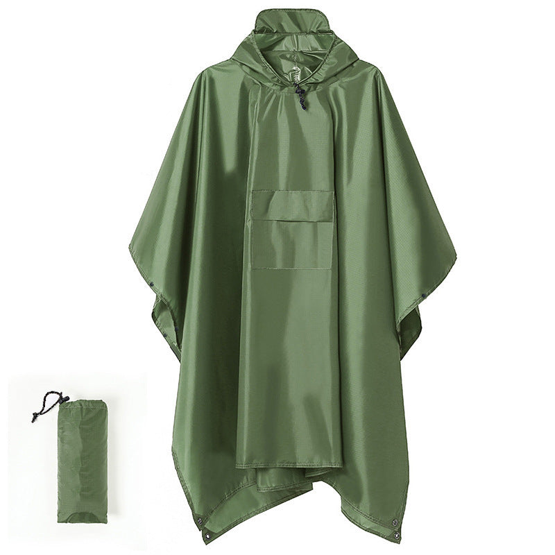 Green 3-in-1 Multifunctional Outdoor Rain Poncho - Ground Mat &amp; Shelter - Lightweight &amp; Waterproof for Hiking &amp; Camping