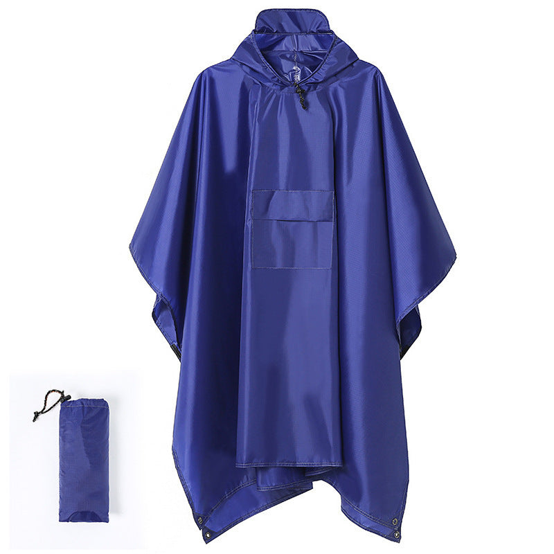 Blue 3-in-1 Multifunctional Outdoor Rain Poncho - Ground Mat &amp; Shelter - Lightweight &amp; Waterproof for Hiking &amp; Camping