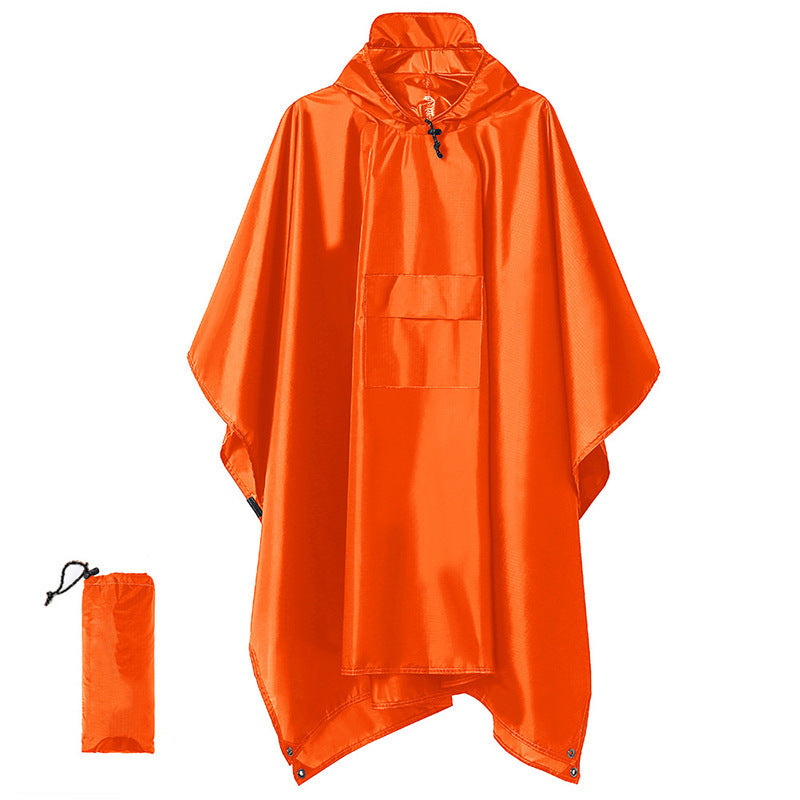 Orange 3-in-1 Multifunctional Outdoor Rain Poncho - Ground Mat &amp; Shelter - Lightweight &amp; Waterproof for Hiking &amp; Camping