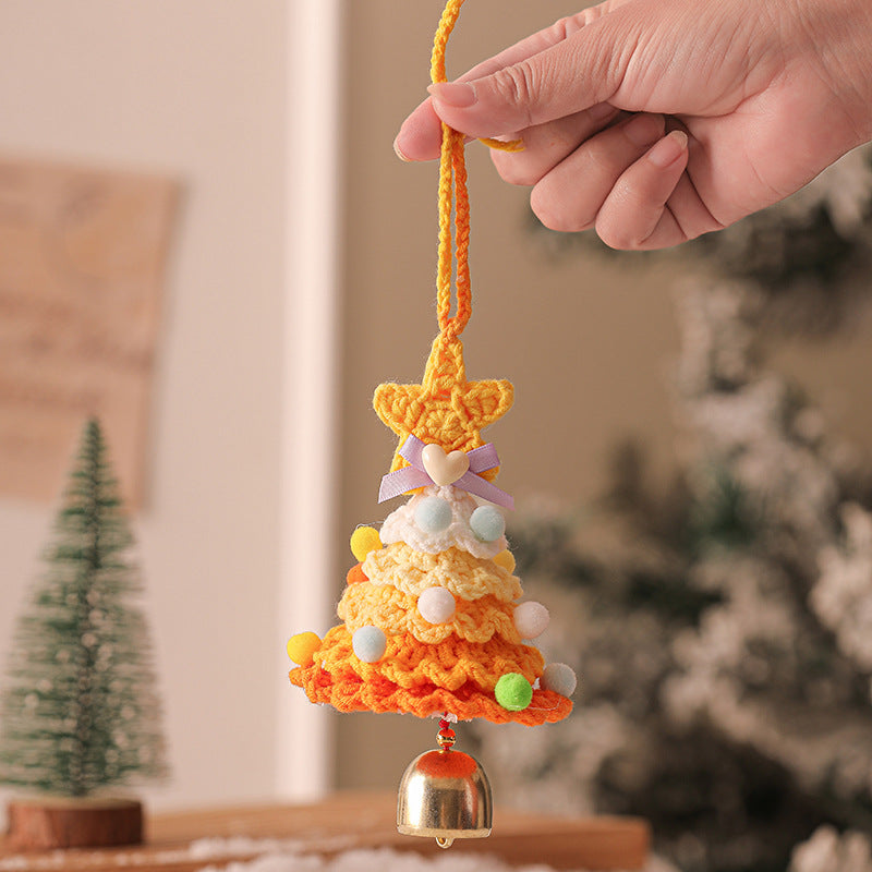 2 Pcs Handmade Crochet Christmas Tree Ornament - Plush Knitted Decoration with Bell - Ideal for Home, Car &amp; Holiday Decor(Style G)