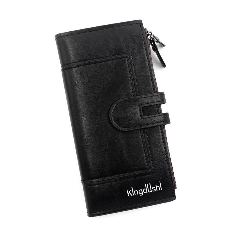 Black Women's Stylish Long Wallet - Multi-Card Slot PU Leather Clutch with Phone Pocket &amp; Coin Zipper