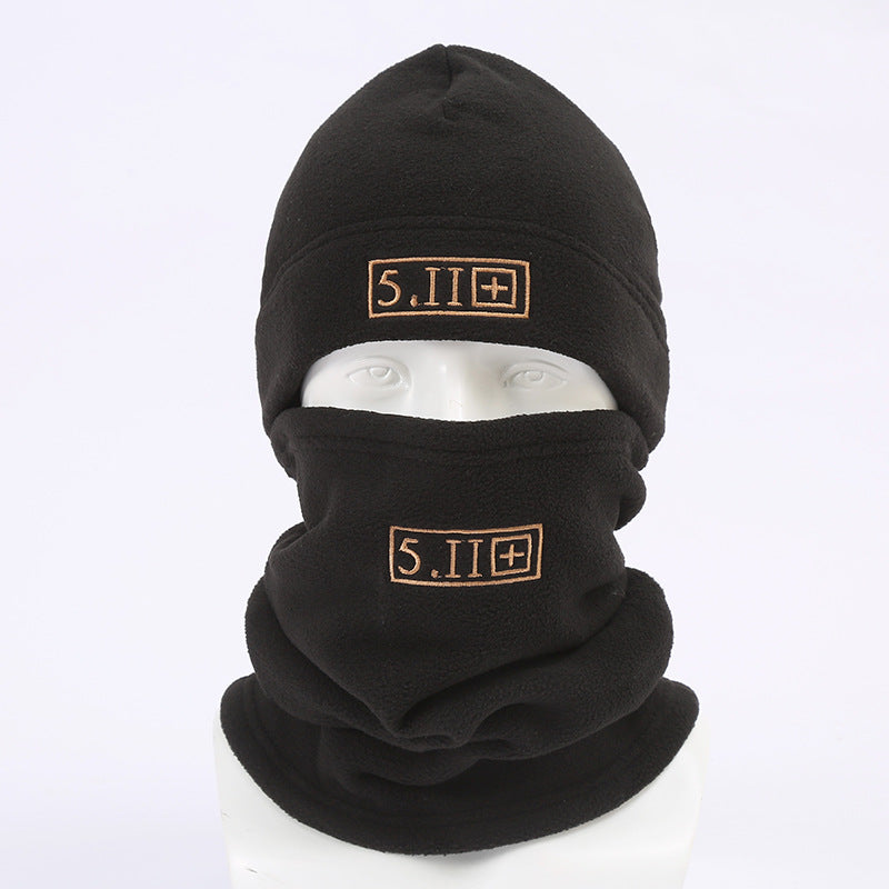 Black Outdoor Thermal Fleece Balaclava - Windproof Cycling Hat &amp; Neck Warmer for Winter Sports - Thickened Cold Weather Face Mask Hood