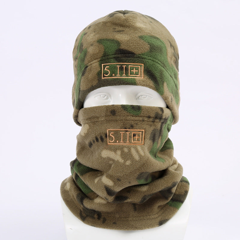 Ruins Green Outdoor Thermal Fleece Balaclava - Windproof Cycling Hat &amp; Neck Warmer for Winter Sports - Thickened Cold Weather Face Mask Hood