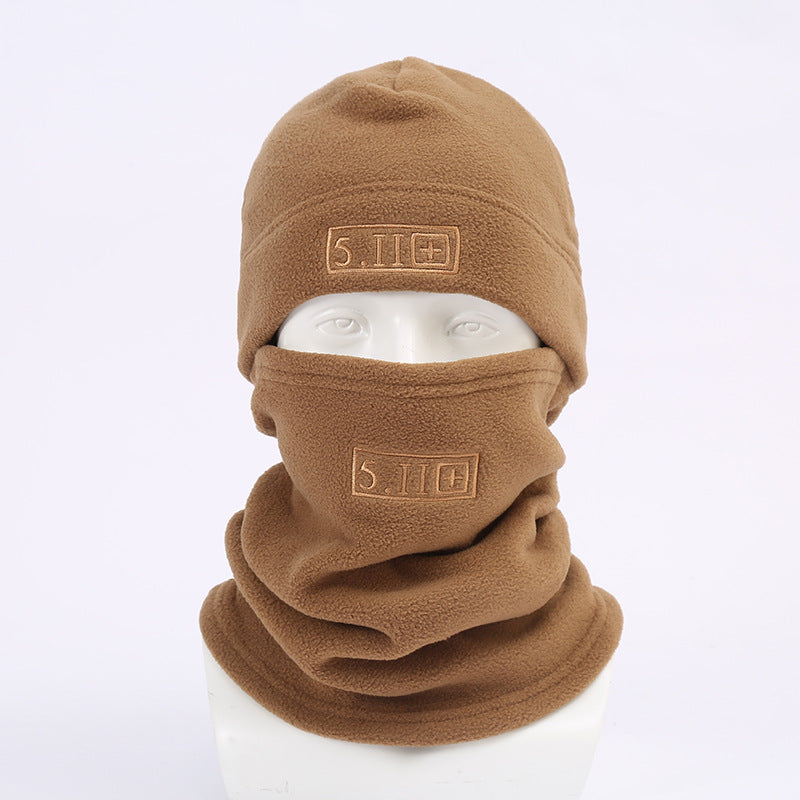 Khaki Outdoor Thermal Fleece Balaclava - Windproof Cycling Hat &amp; Neck Warmer for Winter Sports - Thickened Cold Weather Face Mask Hood