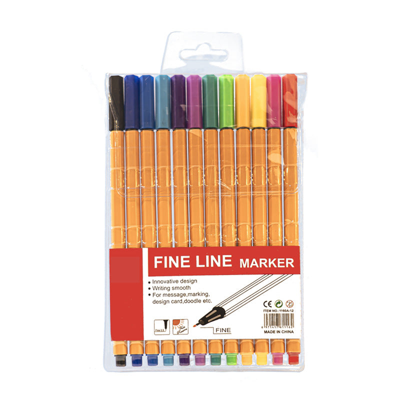 2 pcs twelve colors Fine Line Marker Pen Set - Watercolor Needle Tip Drawing Pens for Outlining, Sketching & Coloring - Vibrant Assorted Colors