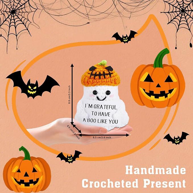 2 PCS White Spooky & Sweet: Handmade Crocheted Ghost Doll - Halloween Party & Home Decor Gift(B)