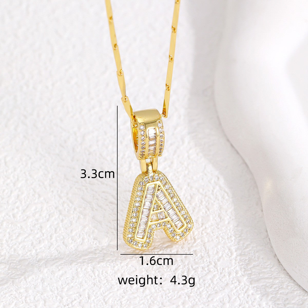 Sparkling Cubic Zirconia Initial Letter Necklace Set - Gold Plated Two-Piece Design(A)