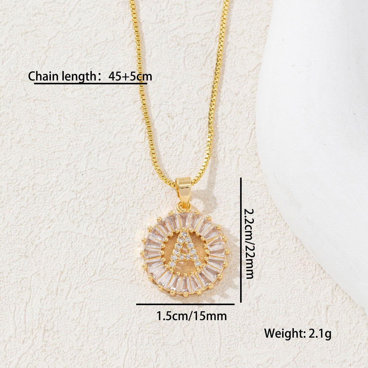 Sparkling Cubic Zirconia Initial Letter Necklace Set - Gold Plated Two-Piece Design(E)