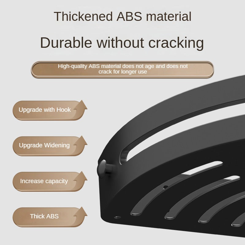 Three layers of gun gray Premium No-Drill Corner Shower Caddy - Thickened ABS Bathroom Storage Shelf with Hooks, Quick Wall Mount Organiser