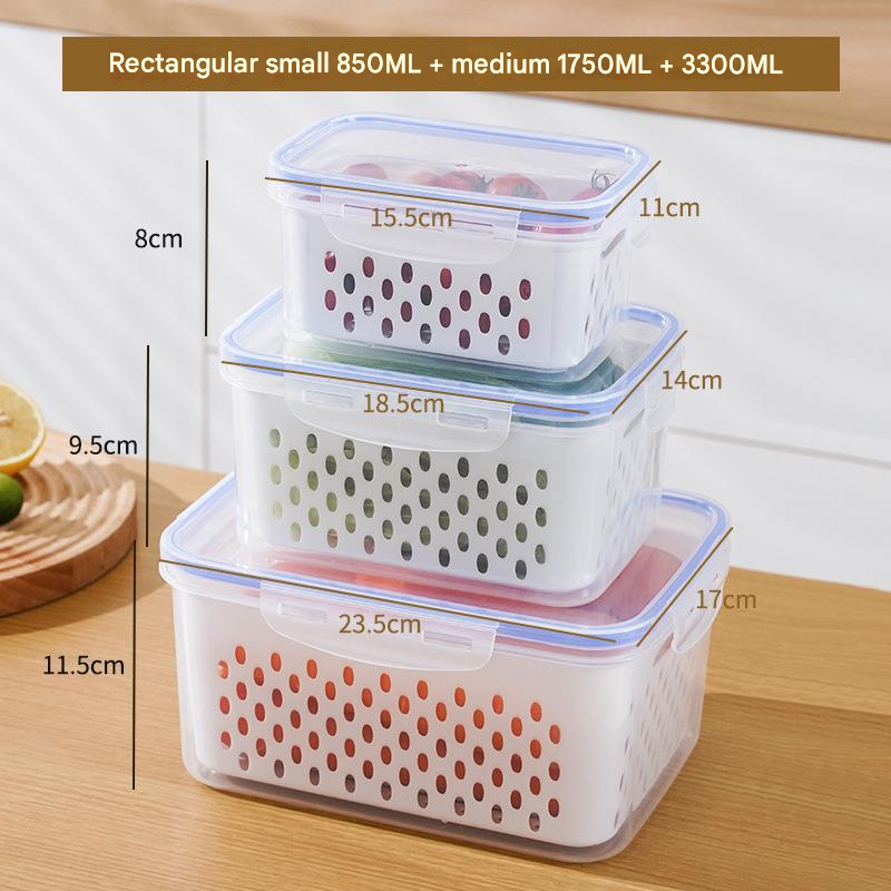 Blue Food-Grade Refrigerator Storage Container Set – Ventilated, Leak-Proof &amp; Microwave-Safe Produce Keeper for Fruits, Vegetables &amp; Meat (3-Piece Set)