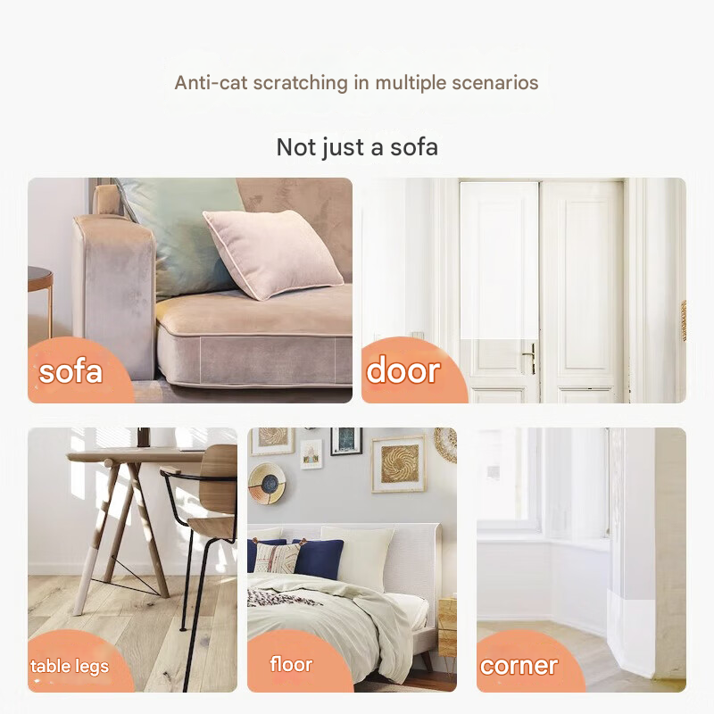 Transparent Cat Scratch Furniture Protector Film - 8 Pack Anti-Scratch Guards for Sofas, Doors, Walls - Self-Adhesive & Non-Toxic Cat Claw Deterrent(305*430mm)