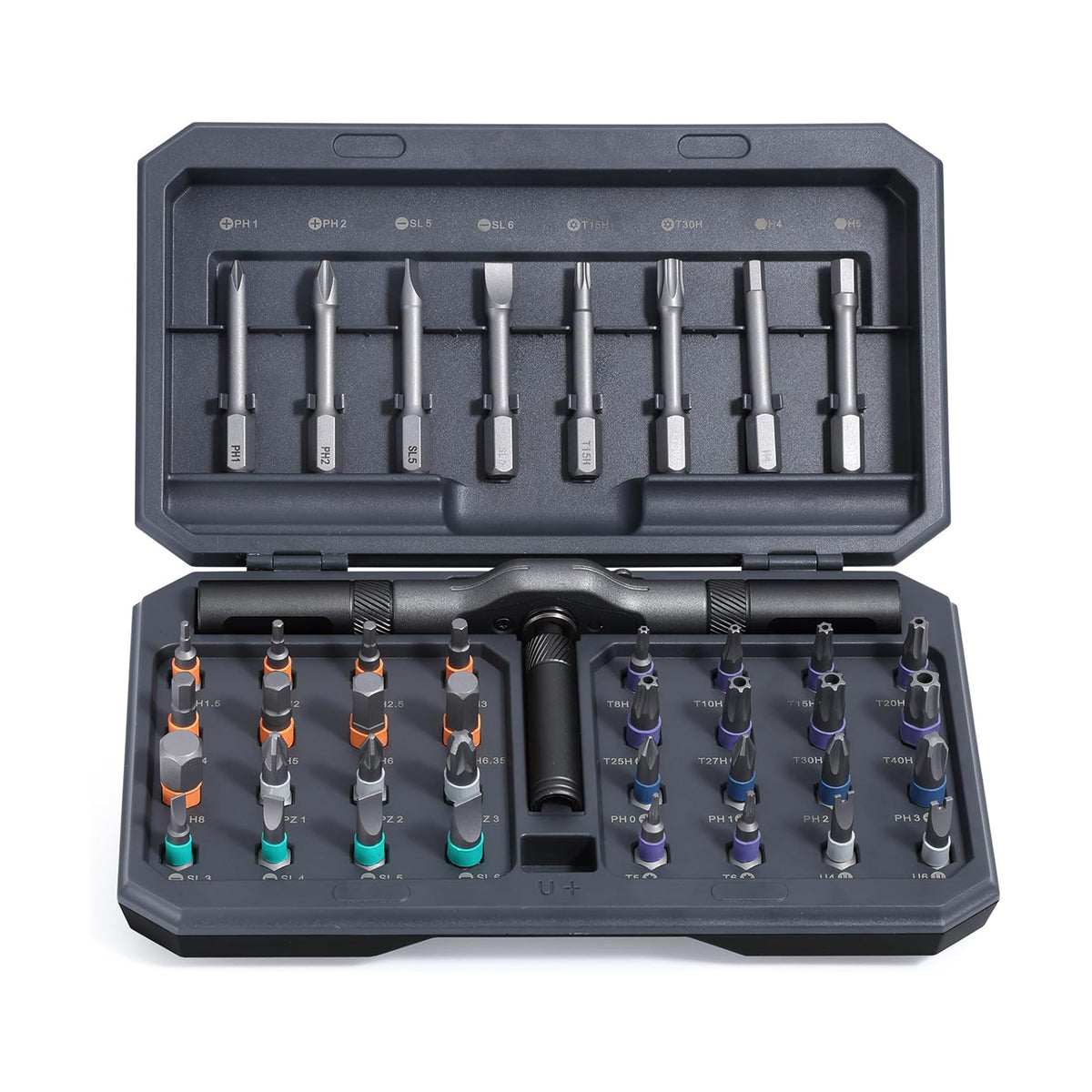 A 42-piece set Black Insulated Screwdriver Set - Multi-Bit Electrician's Tool Kit with Magnetic Tips &amp; Quick-Change Handle
