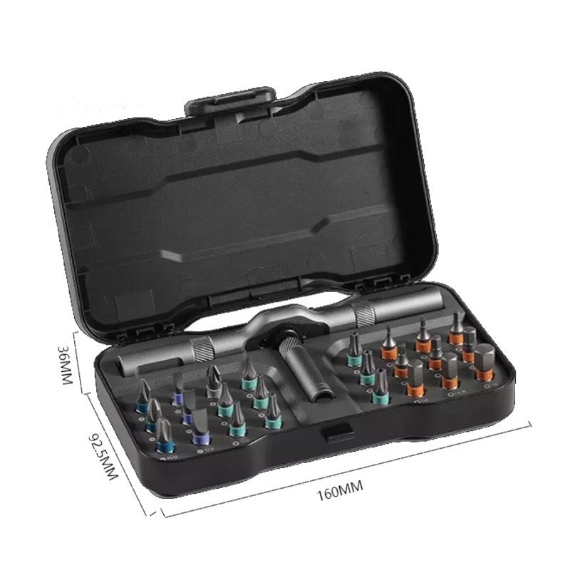 A 24-piece set Black Insulated Screwdriver Set - Multi-Bit Electrician's Tool Kit with Magnetic Tips &amp; Quick-Change Handle