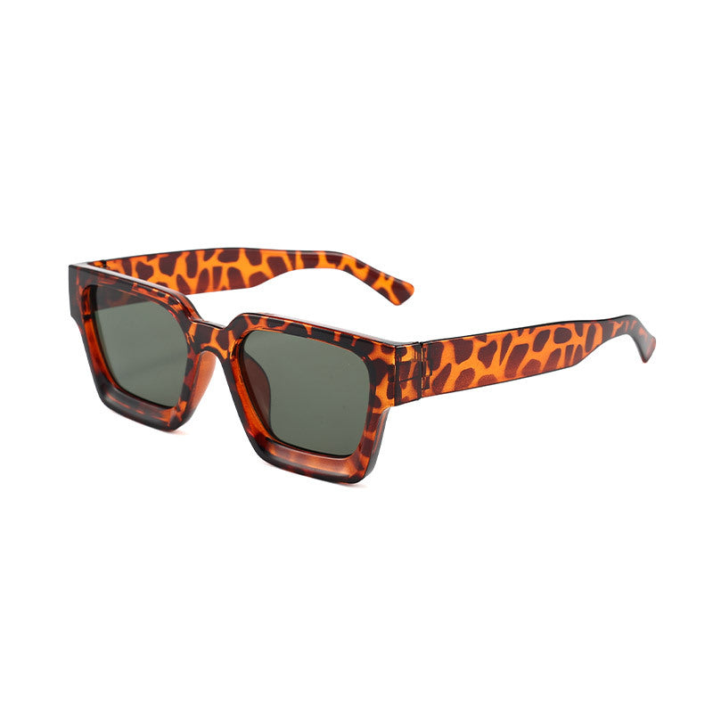 Leopard print Classic Square Frame Sunglasses - Unisex UV400 Protection, Lightweight &amp; Face-Slimming Design - High Definition Vision Eyewear