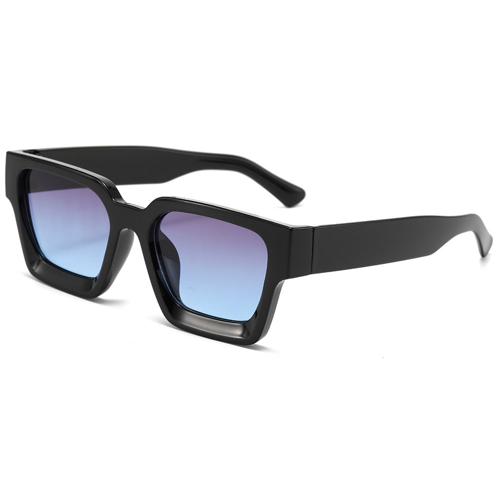 Black frame with grayish blue film Classic Square Frame Sunglasses - Unisex UV400 Protection, Lightweight &amp; Face-Slimming Design - High Definition Vision Eyewear