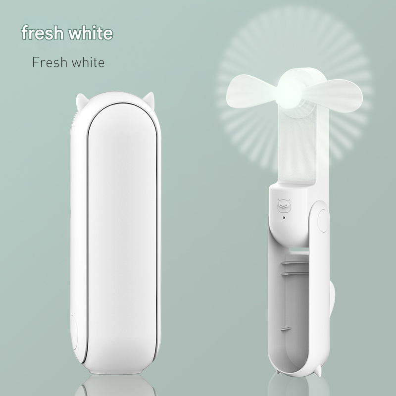White 2-in-1 Foldable Mini Fan &amp; Power Bank - Ultra-Compact USB Rechargeable Personal Fan
