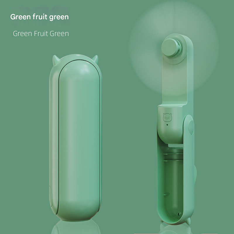 Green 2-in-1 Foldable Mini Fan &amp; Power Bank - Ultra-Compact USB Rechargeable Personal Fan