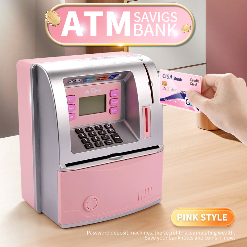 Pink Digital ATM Savings Bank for Kids - Electronic Piggy Bank with PIN &amp; Card for Real Money